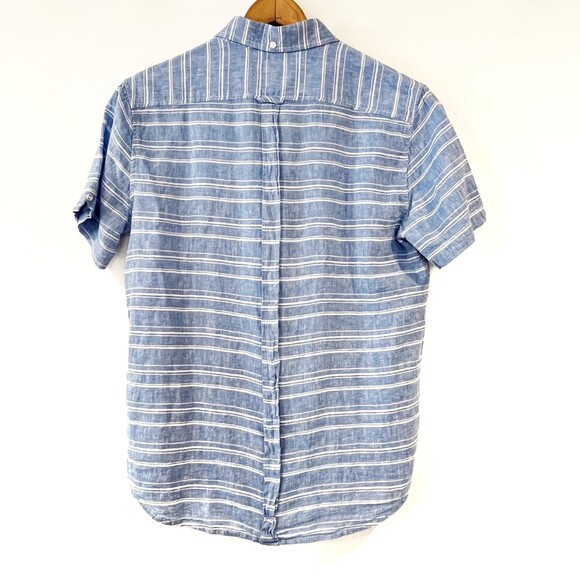 Ben Sherman Blue White Striped Linen Blend Shirt Medium NEW Summer - Picture 2 of 6